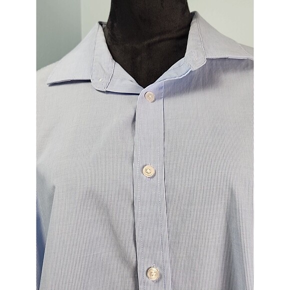 Tommy Hilfiger Mens Athletic Fit Stretch Pinstripe Dress Shirt Size 17.5 34/35 - Picture 3 of 8